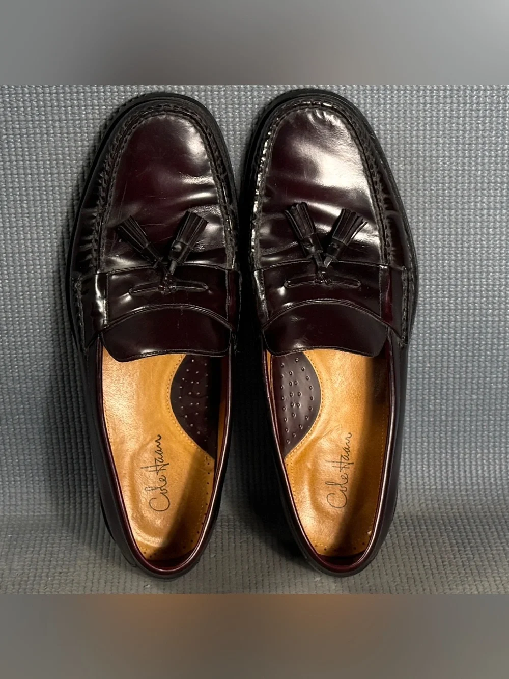 Cole Haan Men's Burgundy Pinch Tassel Leather Loafer Dress Shoe Size 11.5